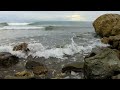 Sea waves splashing on rocks cloudy sky - Relaxing sounds of the sea | Stress relief [1 hour]
