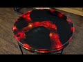 Party Table of Burning Wood and Epoxy Resin  Fire Lava!