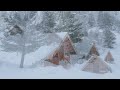 4K Snowy Huts - Heavy Snowfall on Log Cabins - Snowing Sounds - Relaxing Winter/ Christmas Ambiance