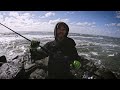 50 Pound Striped Bass Caught Off Dangerous Jetty Tip on Spike's Bucktails! - Smooch and Release