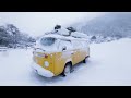 Surviving a Snowstorm in a Van - Van Camping in Heavy Snow [Short Version]