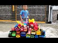 Toy Vehicles - Learn Colors & Vehicle Names - Unboxing Truck Cars Toys for Kids