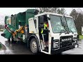 Brand New Waste Management Mack LR Split Labrie Expert Side Loader Garbage Truck