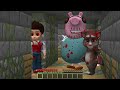 JJ and Mikey hide from LUNAR MOON and Scary Peppa Pig paw patrol house in Minecraft Maizen