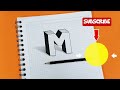 🔴 How to make 3d drawings easily - Easy way to Draw 3D letters - Letter M - Easy Art