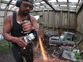Cutting Leaf Spring with an angle grinder.