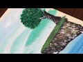 Easy Beginner Painting Lesson  | View From A Cliff | Acrylic