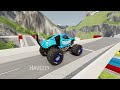 Cars vs Spongebob vs Pop It High Speed Jump (Monster Truck, Sport Car, Mcqueen, Mater) BeamNg Drive