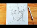 How To Draw Half Yuji Itadori And Sukuna From Jujutsu Kaisen || Easy Step By Step Drawing Tutorial