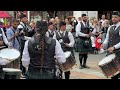 Great drumming from Sons of Holyland Pipe Band playing during Piping live 2023 in Glasgow, Scotland