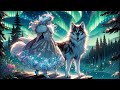 Ethereal Harmony:  Enchanting Tunes for the Girl and her Majestic Wolf on the Cliff