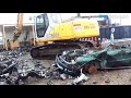 Crushing Cars in a Tank and Big Bulldozer, Crazy Machines Destroy Cars So Strongly, Scrap Crusher