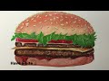Easy Beginner Painting Lesson | Painting Burger | YUMMY HAM BURGER | 😍Painting a HamBurger