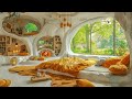 Soft Jazz Music ☕ Sleep Deep In Cozy Spring Cave | Fireplace Sounds And Spring Nature Reduce Stress