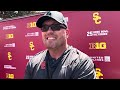 USC LB coach Matt Entz on the start of fall camp, the addition of pads and progression since spring