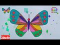 how to draw colorful butterfly easy step by step | butterfly drawing and coloring tutorials