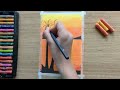 5 Easy Sunset scenery drawing with oil pastel/for beginners step by step