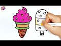 How to draw and color sweet cute ice cream | Fun and easy instructions step by step