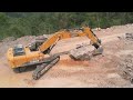 Wow!! So Amazing With Incredible Moving Huge Stones Into Deep Ravine Use SANY SY500H & SHANTUI Dozer