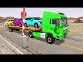 Toyota Cars vs Train | Truck Man Flatbed vs Train Beamng.drive 001