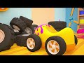 Pickup's wheels are broken! Helper Cars at the repair shop for vehicles. Car cartoons for kids.