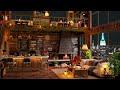 New York Night Cafe Ambience ☕ Relaxing Piano Jazz Music for Studying , Sleep ~ Soft Crickets Sounds