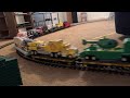 G scale truck train complete and being pulled by aristocraft RS3 number 35.