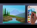 Acrylic painting | Waterfall Landscape painting | Mountain Waterfall | Easy For Beginners