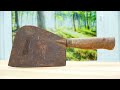 Incredible Meat Cleaver Restoration: Black Blade And Kingwood Handle!