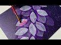 Leaves painting tutorial/ Рисуем листьями / Purple cosmic leaf painting step by step