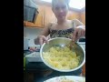 Late upload!!!making food for lunch (mashed potatoes with cheese, sauteed cabbage, scrambled eggs)