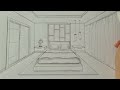 How to draw a bedroom in one point perspective