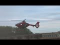 Dusty helicopter take off from Helimed 72 G-WASC from Riverside Ind Estate 08.05.24