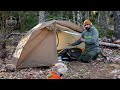 Camping With Tent In Forest With Rain - Solo Overnight Camping