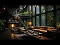 Enjoy The Rainy Day With Fireplace Burning In Forest Room | ASMR Sound for Relaxing, Sleeping