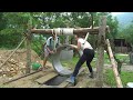 Girl Living the island Off Grid Built Deep Hole Water Well - Install concrete pipes into the well