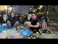 Single mother and her son harvest pumpkins to sell - The kind man returns to his work