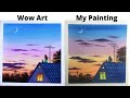 Recreating WOW ART painting | Roof Top Painting Tutorial | Chillout Rooftop at Night Scene