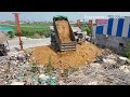Full Video Project Bury Trash By 10 Wheel - 5Ton Truck Unloading Soil & MITSUBISHI Bulldozer Pushing