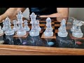 Space Chess made of Oak and Epoxy Resin with Floating effect and LED
