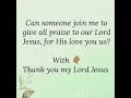 Join me say thank you Jesus