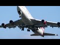 INCREDIBLE 747 ENGINE SOUND - 4 Up Close 747-400 Takeoffs at Manchester Airport - CF6-80