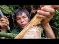 135 Days Bushcraft Alone, How to build a bamboo house in the middle of a waterfall