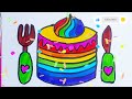 Rainbow Cake🎂🌈 Drawing and Coloring for kids |Fun kids coloring| Easy doodling| Fun to watch