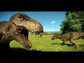 T-REX vs INDOMINUS REX vs ALLOSAURUS BATTLE ROYALE IN GERMANY - Jurassic World Evolution 2