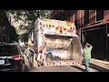 DSNY Mack LR Heil 5000 Rear Loader Garbage Truck Packing a Mattress & Trash Bags