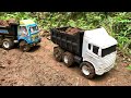 MINIATUR-PENGHANTARAN PEROYEK TANAH TRUK RC MELEWATI ALIRAN IRIGASI #mobiltruk #trukoleng