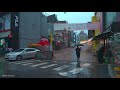 [4K HDR] Walking in Heavy Rain Hongdae Seoul, Korea Umbrella Binaural 3D Rain Sounds ASMR