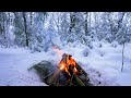 Campfire 4K (10 HOURS) 🔥 Campfire in a Winter Ambience with Crackling Fire Sounds & Burning Logs