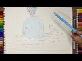 How to draw a Whale step by step instructions | Easy Drawing | Kids Drawing | Kids learning